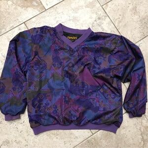 Forresters Unisex L Pullover Windbreaker Jacket Geometric Purple Retro Portland